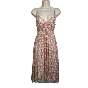 Free People Brown and White Patterned Midi Dress